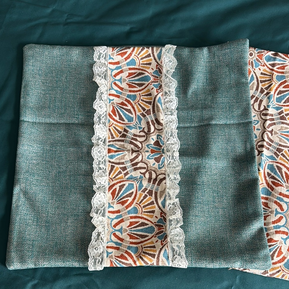 Teal and Multicolor Decorative Pillow Covers